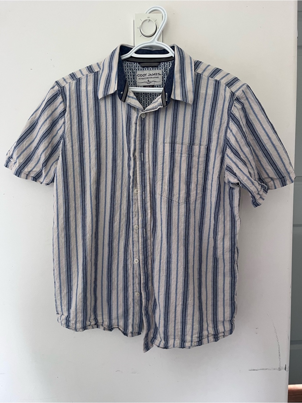 Cody James Blue & White Striped Short-Sleeve Button-Down Shirt